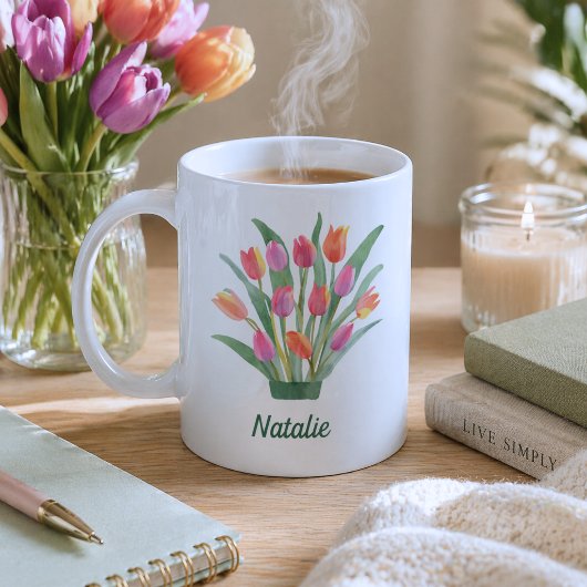 Modern Tulpen Monogram  Koffiemok