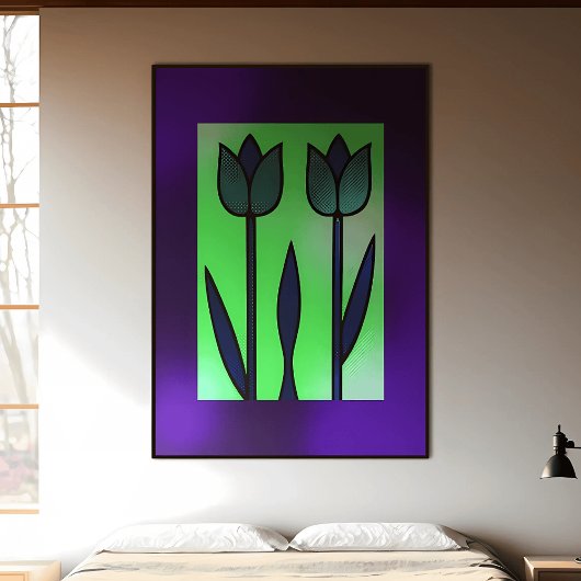 Modern tulpenduo: minimalistische tuin poster