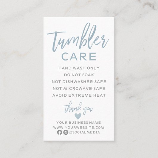 Modern Tumbler Care Instructions Visitekaartje (Voorkant)