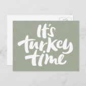 Modern Turkey Time Thanksgiving Invitation Uitnodiging Briefkaart (Voorkant / Achterkant)