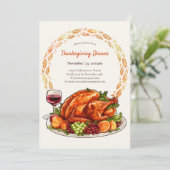 Modern Turkije Herfst Waterverf Thanksgiving Kaart (Staand voorkant)