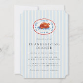 Modern Turkije Stripes Thanksgiving Diner Kaart (Voorkant)