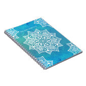 Modern turkooise blue ombre waterverf mandala notitieboek (Rechterzijde)