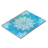 Modern turkooise blue ombre waterverf mandala notitieboek (Linkerzijde)