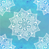 Modern turkooise blue ombre waterverf mandala sticker (Voorkant)