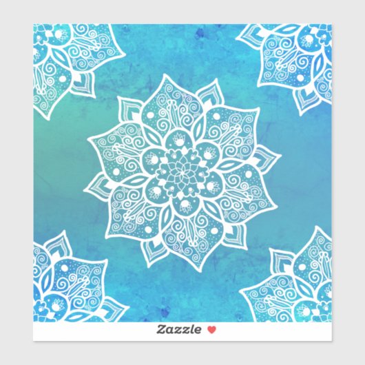 Modern turkooise blue ombre waterverf mandala sticker (Vel)