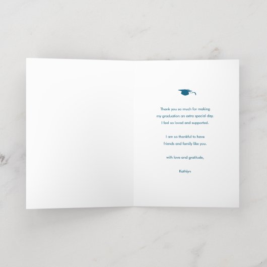 Modern Turquoise 4 Foto Chic Afstuderen Dank u Folie Wenskaart (Binnenlaag)