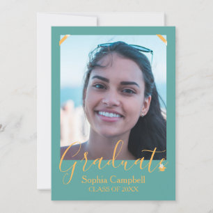 Modern Turquoise Afstuderen Invitation Kaart