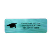 Modern Turquoise Afstuderen Return Address Etiket (Voorkant)