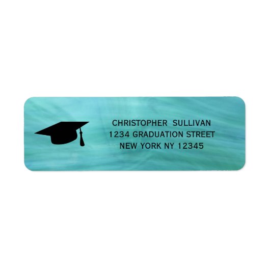 Modern Turquoise Afstuderen Return Address Etiket (Voorkant)