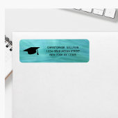 Modern Turquoise Afstuderen Return Address Etiket