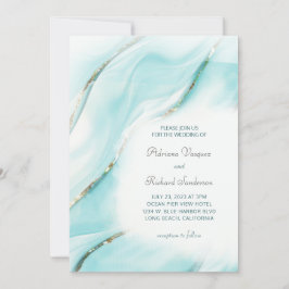 Modern Turquoise Agate Wedding Inv Kaart