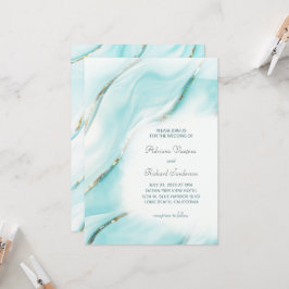 Modern Turquoise Agate Wedding Inv Kaart