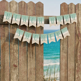 Modern Turquoise Beach Baby shower Bunting Flags Vlaggetjes