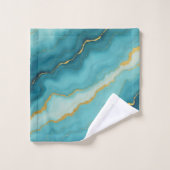Modern turquoise blauw goud marmer Collectie Bad Handdoek (Wasdoekje)