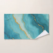 Modern turquoise blauw goud marmer Collectie Bad Handdoek (Handdoek)