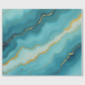 Modern turquoise blauw goud marmer Collectie Cadeaupapier (Vlak)