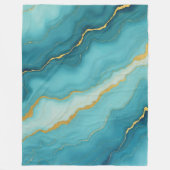 Modern turquoise blauw goud marmer Collectie Fleece Deken (Voorkant)