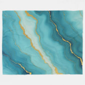 Modern turquoise blauw goud marmer Collectie Fleece Deken (Voorkant (Horizontaal))