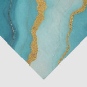 Modern turquoise blauw goud marmer Collectie Tissuepapier (Detail)