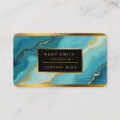 Modern turquoise blauw goud marmer Collectie Visitekaartje (Voorkant)