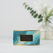 Modern turquoise blauw goud marmer Collectie Visitekaartje (Staand voorkant)