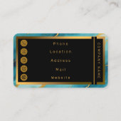 Modern turquoise blauw goud marmer Collectie Visitekaartje (Achterkant)