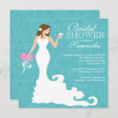 Modern Turquoise Blue Bride Wine Vrijgezellenfeest Kaart (Voorkant / Achterkant)