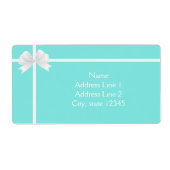 Modern Turquoise Blue Diamond Bow Box Elegant Etiket (Voorkant)