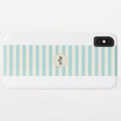 Modern Turquoise Blue en Cream Striped Monogram Case-Mate iPhone Case (Achterkant (horizontaal))