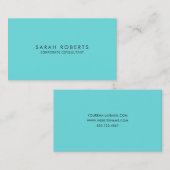 Modern Turquoise Blue-minimalist Visitekaartje (Voorkant / Achterkant)
