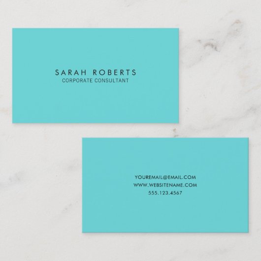 Modern Turquoise Blue-minimalist Visitekaartje (Voorkant / Achterkant)