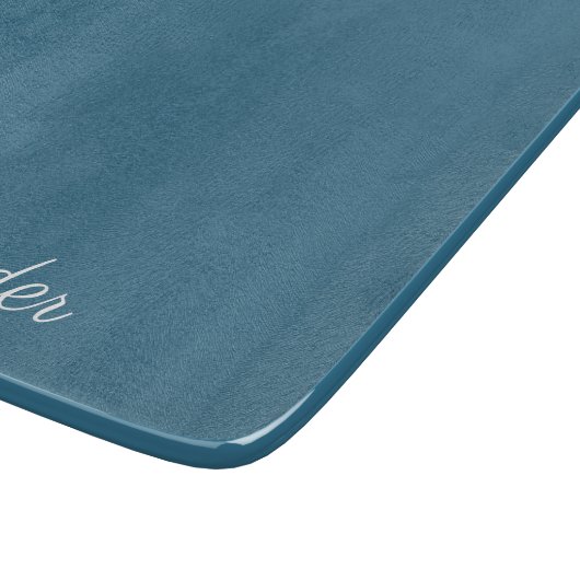 Modern Turquoise Blue sjabloon, White Script Snijplank (Hoek)