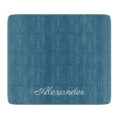 Modern Turquoise Blue sjabloon, White Script Snijplank (Voorkant)