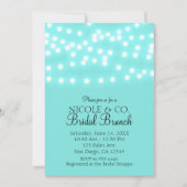 Modern Turquoise Blue & String Lights Elegant Kaart (Voorkant)