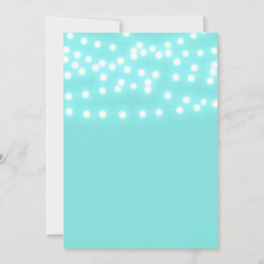 Modern Turquoise Blue & String Lights Elegant Kaart (Achterkant)