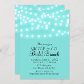 Modern Turquoise Blue & String Lights Elegant Kaart (Voorkant / Achterkant)