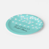 Modern Turquoise Blue & String Lights Elegant Papieren Bordje (Gekanteld)