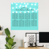 Modern Turquoise Blue & String Lights Seating Poster (Thuiskantoor)