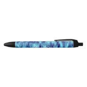 Modern turquoise blue tie dye naam zwarte inkt pen (Bovenkant)