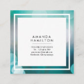 Modern Turquoise Bokeh Glitter Mode & Beauty Vierkante Visitekaartje (Achterkant)