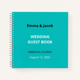 Modern Turquoise bruiloft gastenboek Notitieboek