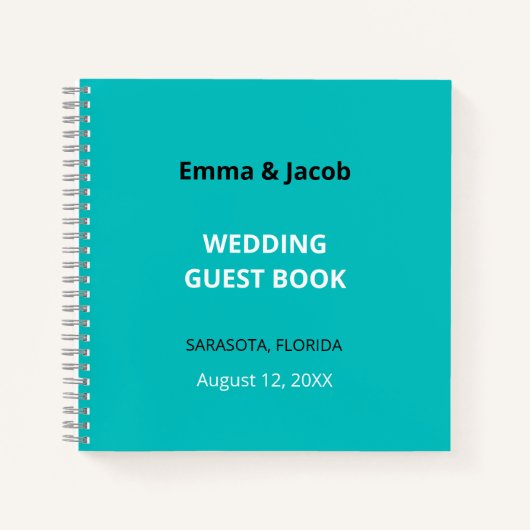 Modern Turquoise bruiloft gastenboek Notitieboek (Voorkant)