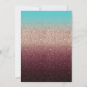 Modern Turquoise Burgundy Roos Gold Ombre Wedding Kaart (Achterkant)