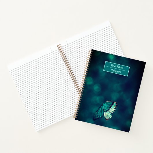 Modern Turquoise Butterfly Notitieboek (Binnen)