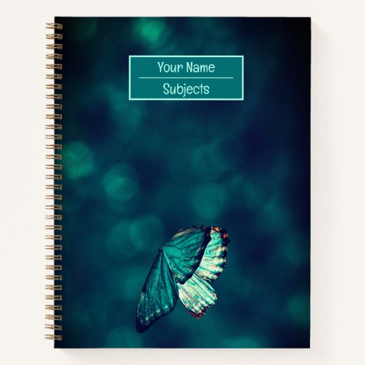 Modern Turquoise Butterfly Notitieboek (Voorkant)