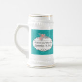 Modern Turquoise Chartreuse Damask Wedding Bierpul (Links)