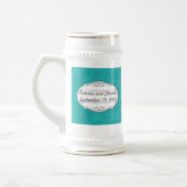 Modern Turquoise Chartreuse Damask Wedding Bierpul (Links)