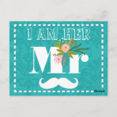 Modern Turquoise Chartreuse Damask Wedding Briefkaart (Achterkant)