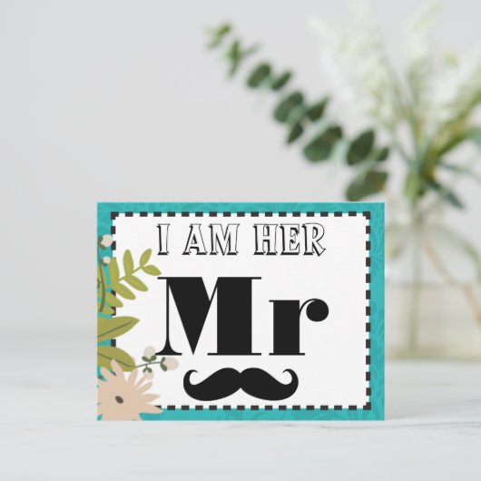 Modern Turquoise Chartreuse Damask Wedding Briefkaart (Staand voorkant)